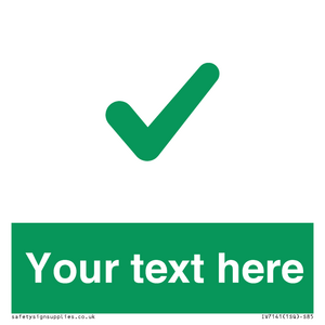 Custom green background, green tick sign